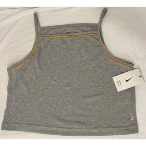 Nike Yoga Tank Womens X-Large  Slim Fit Crop Top Ribbed Stretch Retro Grey Gym